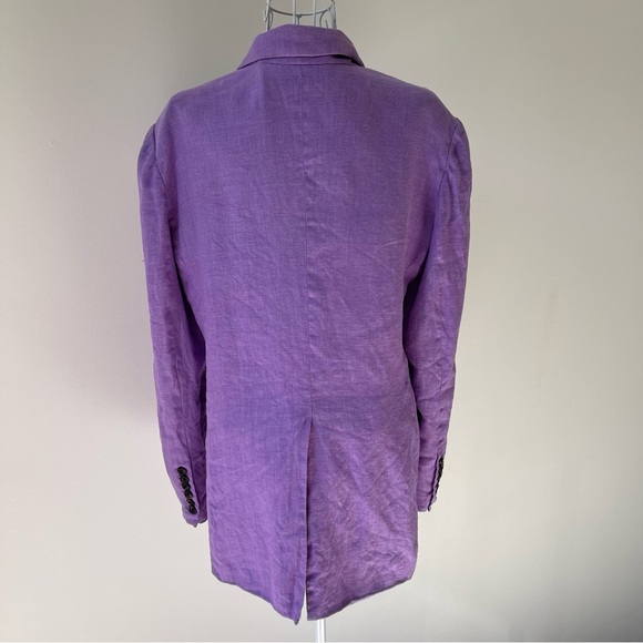 Ronny Kobo Klover Linen Blazer padded shoulder button purple lilac SZ XS lined - Picture 7 of 13